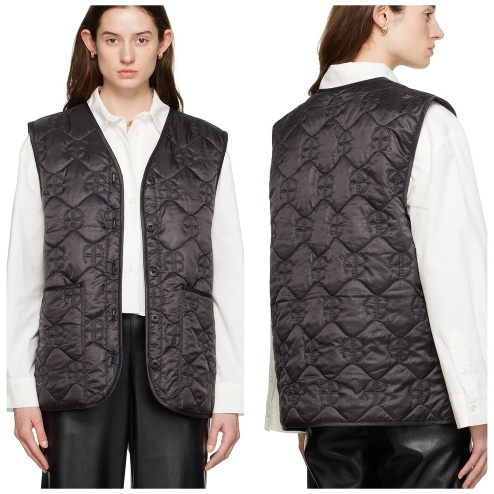 ANINE BING Black Quilted Vest Andy Monogram NEW with Tags XSmall